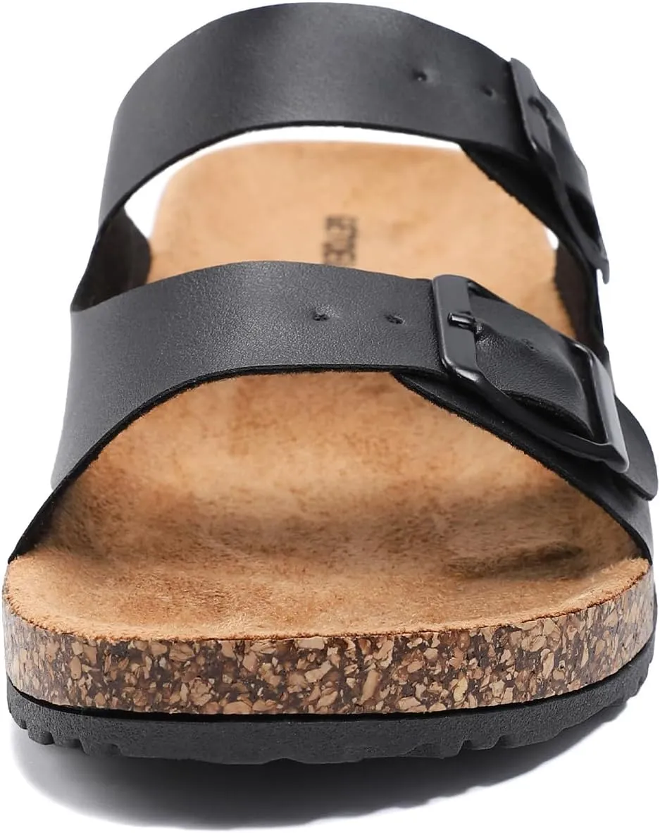 Women's Cork Sandals Comfortable Adjustable Buckle Strap Cork Footbed Arch Support Casual Ease of Wear Outdoor Slide Sandals