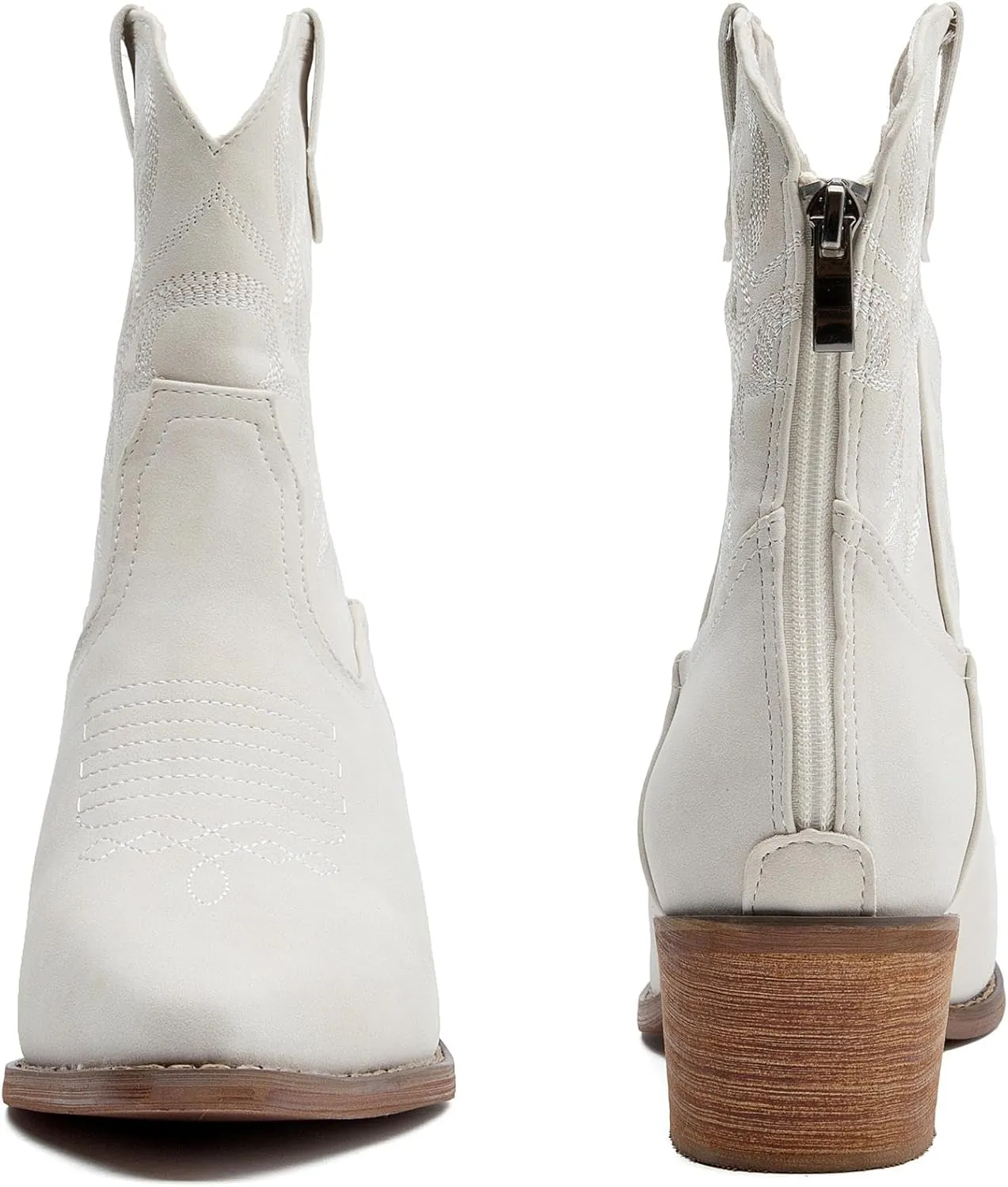Womens Cowboy Boots Pointed Toe Ankle Boots with Classic Embroidered Chunky Heel Western Boots