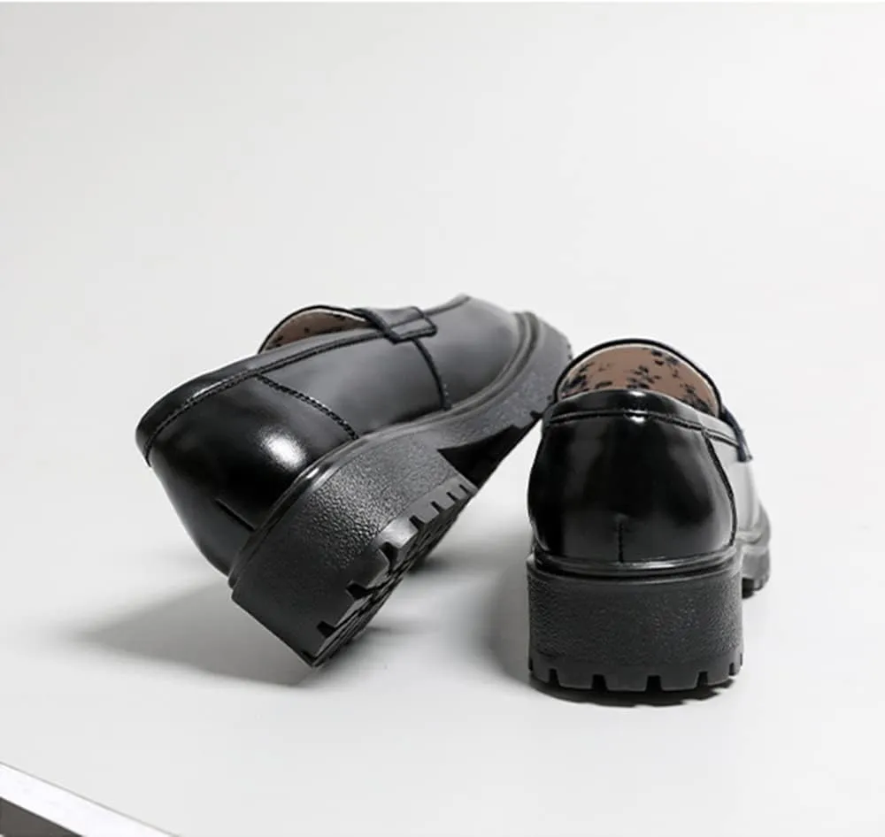 Women's Cowhide Leather Penny Loafers Mori Girl JK Uniform Dress Shoes