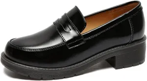 Women's Cowhide Leather Penny Loafers Mori Girl JK Uniform Dress Shoes