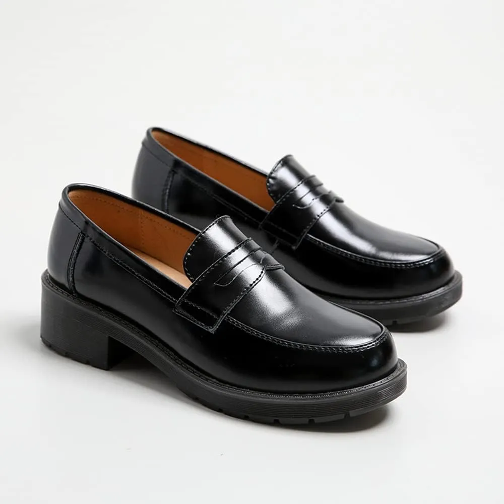 Women's Cowhide Leather Penny Loafers Mori Girl JK Uniform Dress Shoes