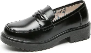 Women's Cowhide Leather Penny Loafers Mori Girl JK Uniform Dress Shoes