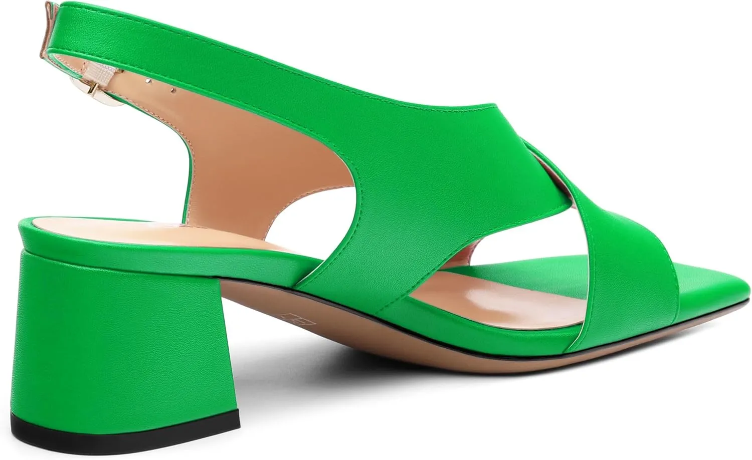 Women's Criss-Cross Strap Slingback Sandals Block Chunky Low Heels Square Open Toe Matte Comfort Casual Dress Shoes 2 Inch