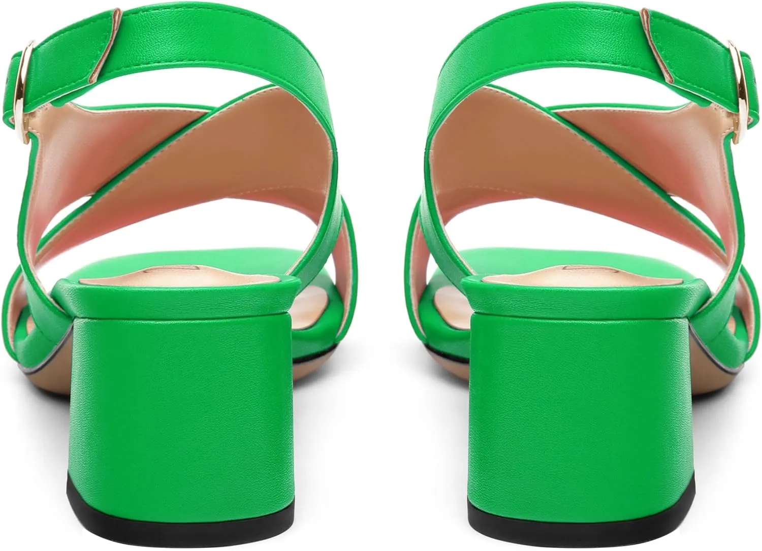 Women's Criss-Cross Strap Slingback Sandals Block Chunky Low Heels Square Open Toe Matte Comfort Casual Dress Shoes 2 Inch
