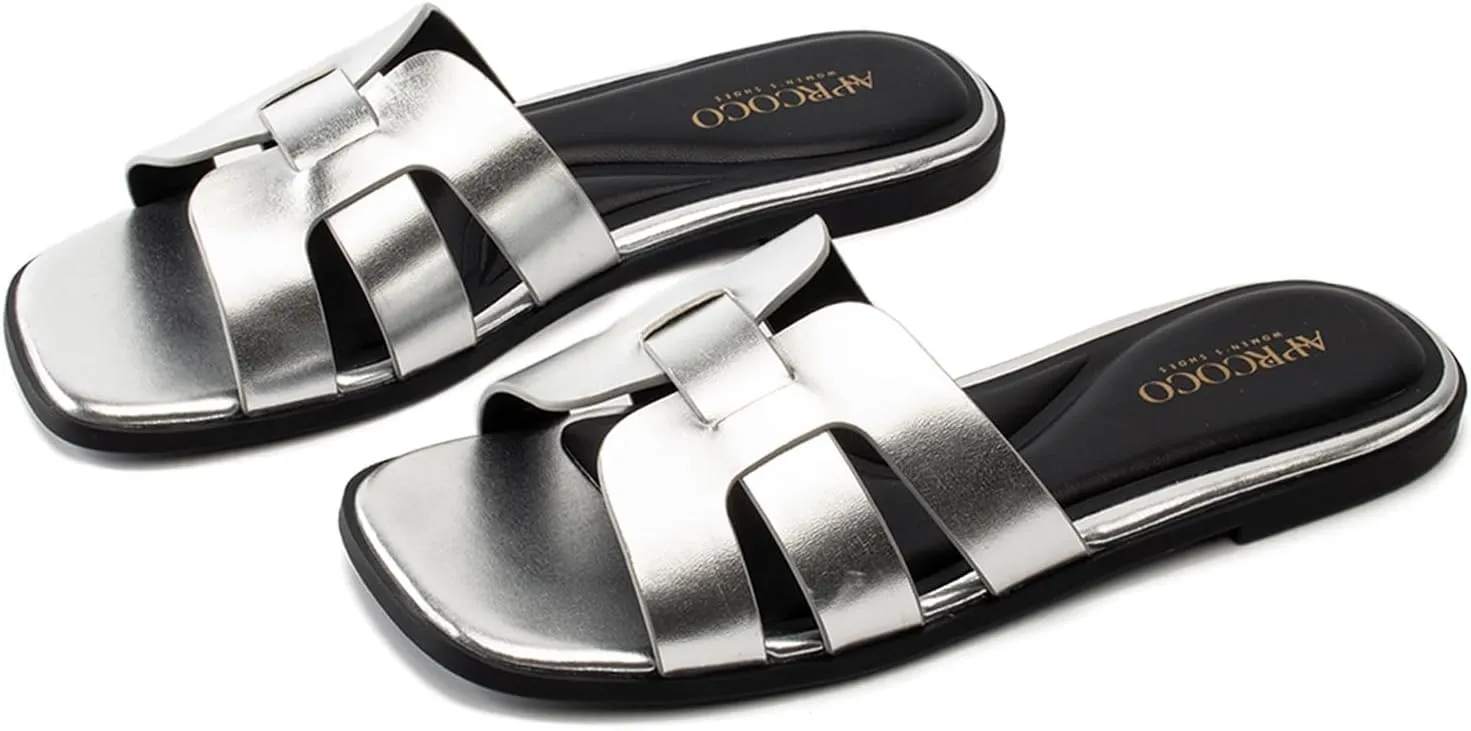 Women's Flat Sandals Casual Slip On Cross Band Sandals for Women Summer Dressy Slide Beach Sandal