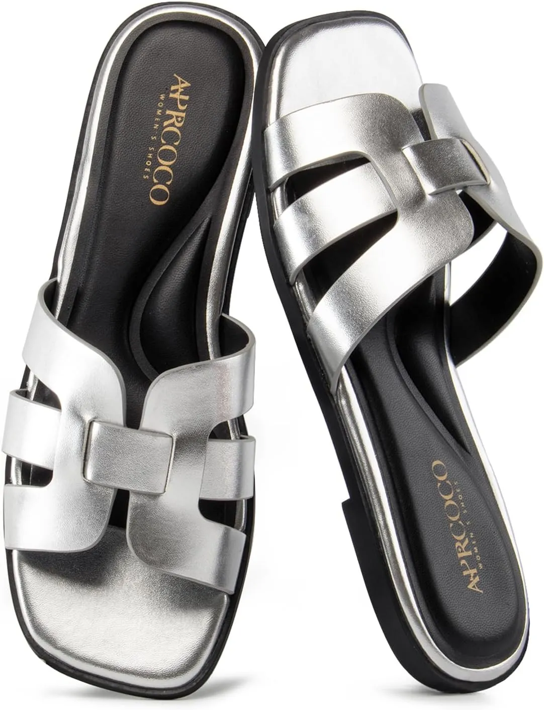 Women's Flat Sandals Casual Slip On Cross Band Sandals for Women Summer Dressy Slide Beach Sandal