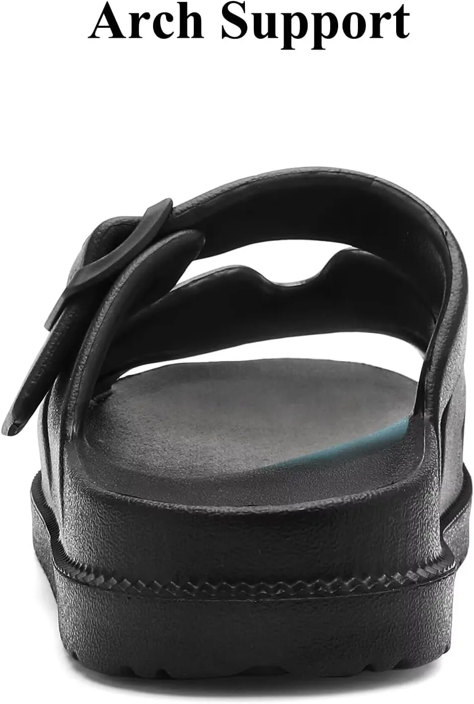 Women's Flat Sandals with Arch Support, Summer Beach Slides Adjustable Buckle, Comfort Lightweight Cushion Slip on H-Strap Sandal