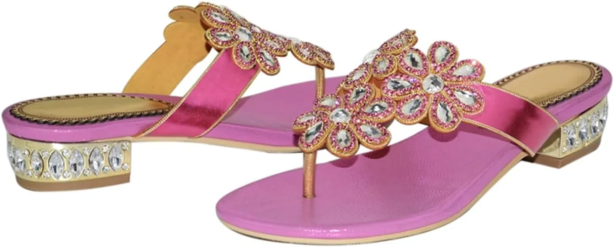 Women's Glitter Rhinestone Flip Flop Sandals Jeweled Sandals Summer Casual Sandals Womens Mules Sandals