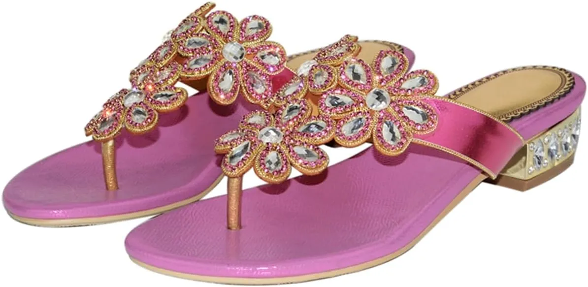 Women's Glitter Rhinestone Flip Flop Sandals Jeweled Sandals Summer Casual Sandals Womens Mules Sandals