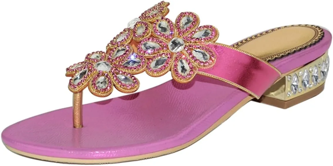 Women's Glitter Rhinestone Flip Flop Sandals Jeweled Sandals Summer Casual Sandals Womens Mules Sandals