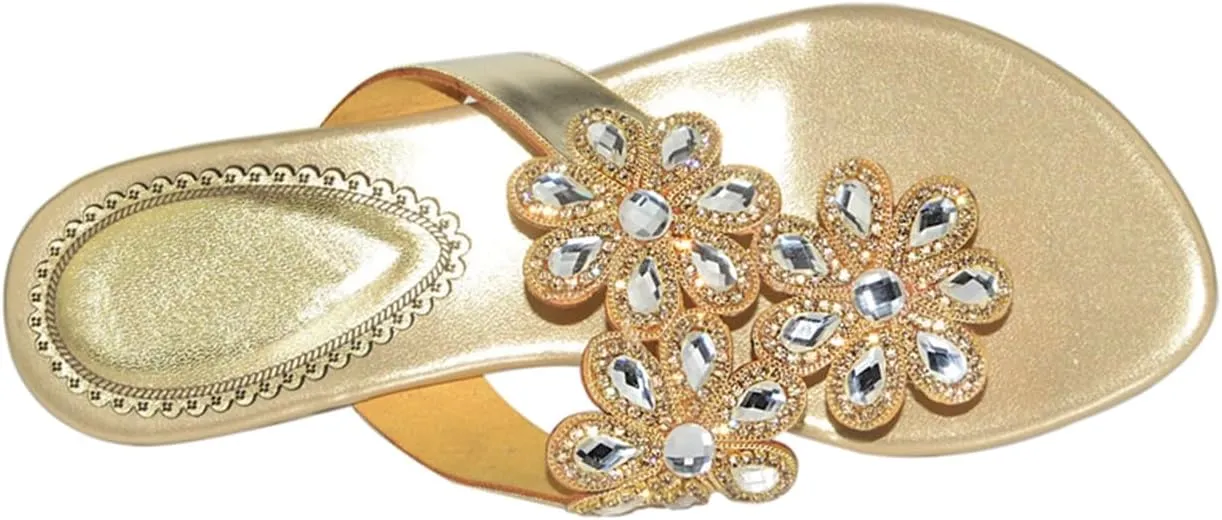 Women's Glitter Rhinestone Flip Flop Sandals Jeweled Sandals Summer Casual Sandals Womens Mules Sandals