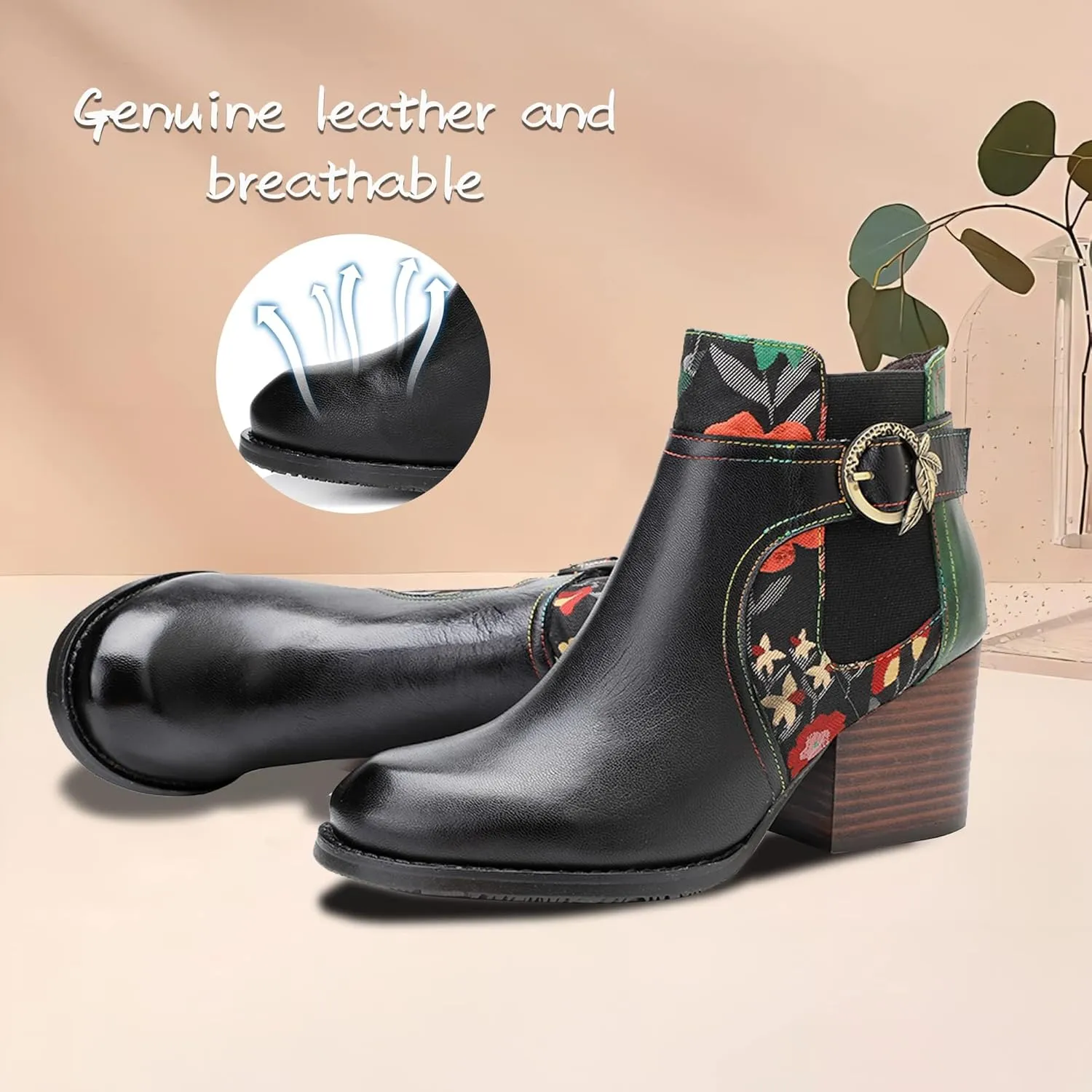 Women's Handmade Retro Lambskin High Heel Boots, Colorful Painting, Metallic Style - Fashion, Comfortable, Durable, Unique Minority Style