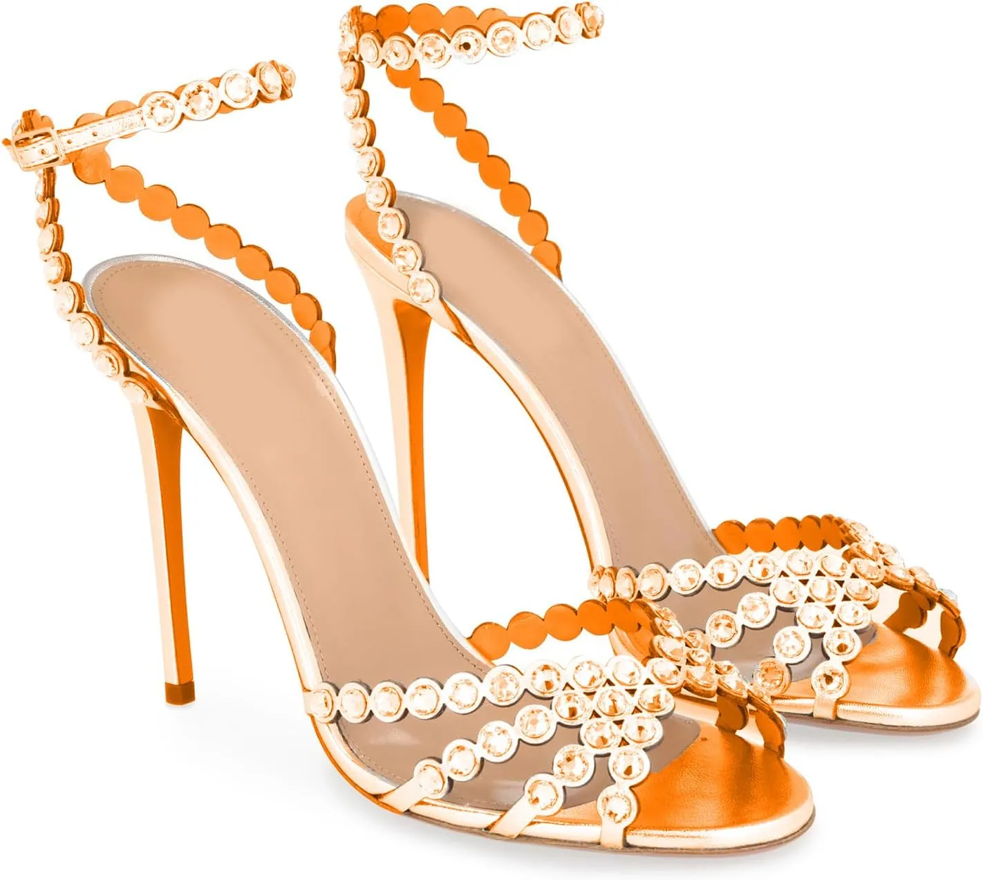 Women's High Heel Sandals with Sparkling Rhinestones by [Oakum] - Ankle Strap Design, Sexy & Elegant for Special Occasions
