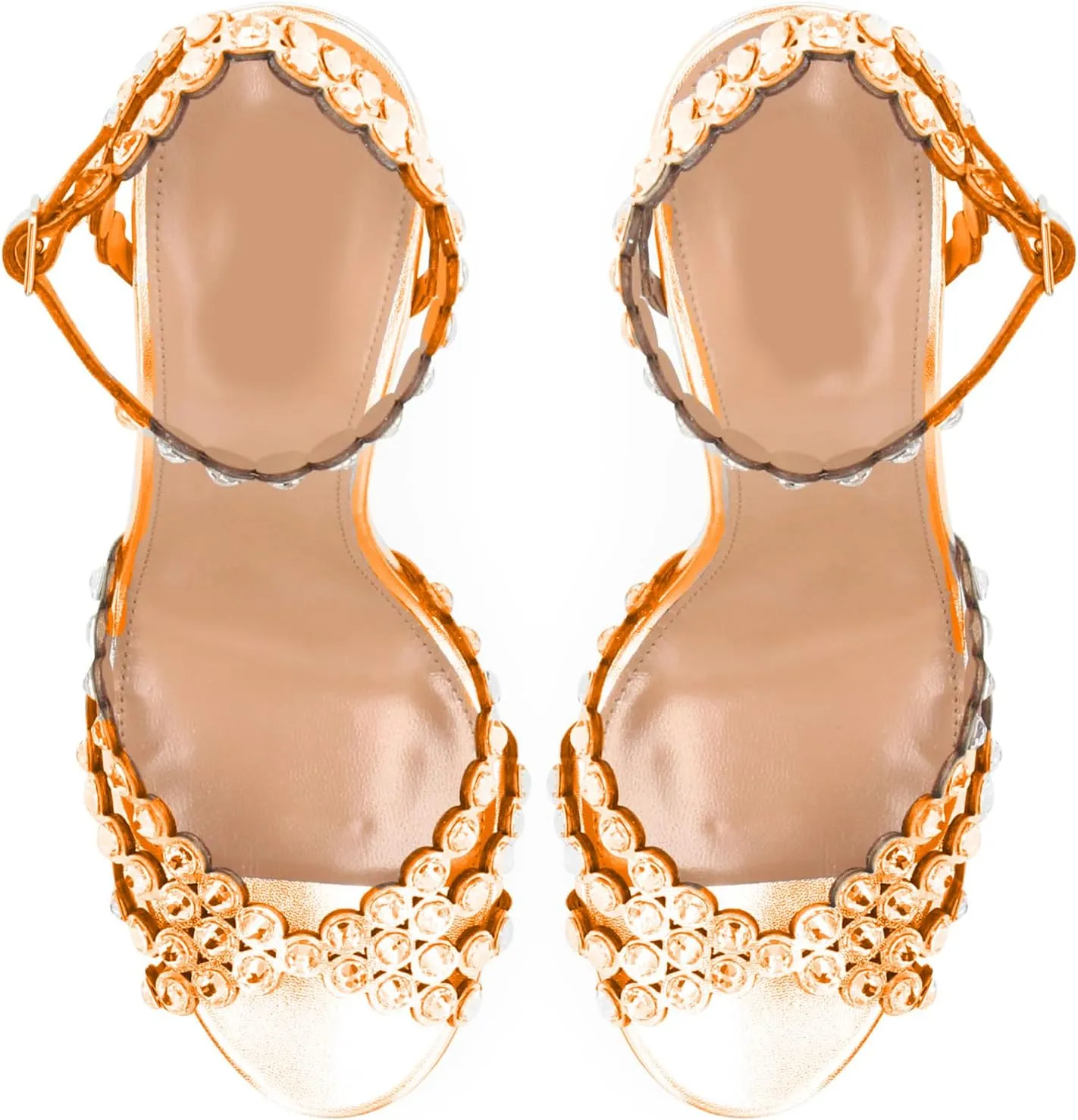 Women's High Heel Sandals with Sparkling Rhinestones by [Oakum] - Ankle Strap Design, Sexy & Elegant for Special Occasions