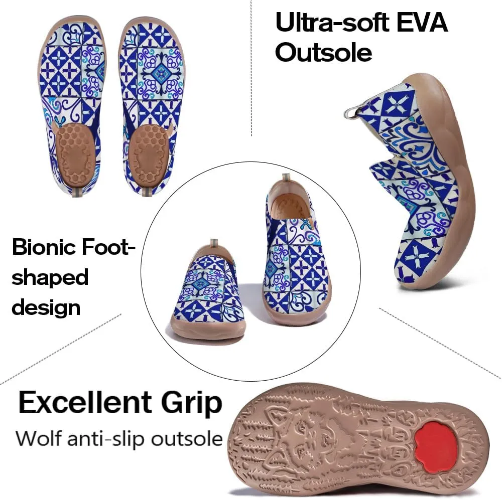 Women's Knitted Casual Loafers Art Painted Slip On Walking Shoes Lightweight Comfort Travel Sneakers