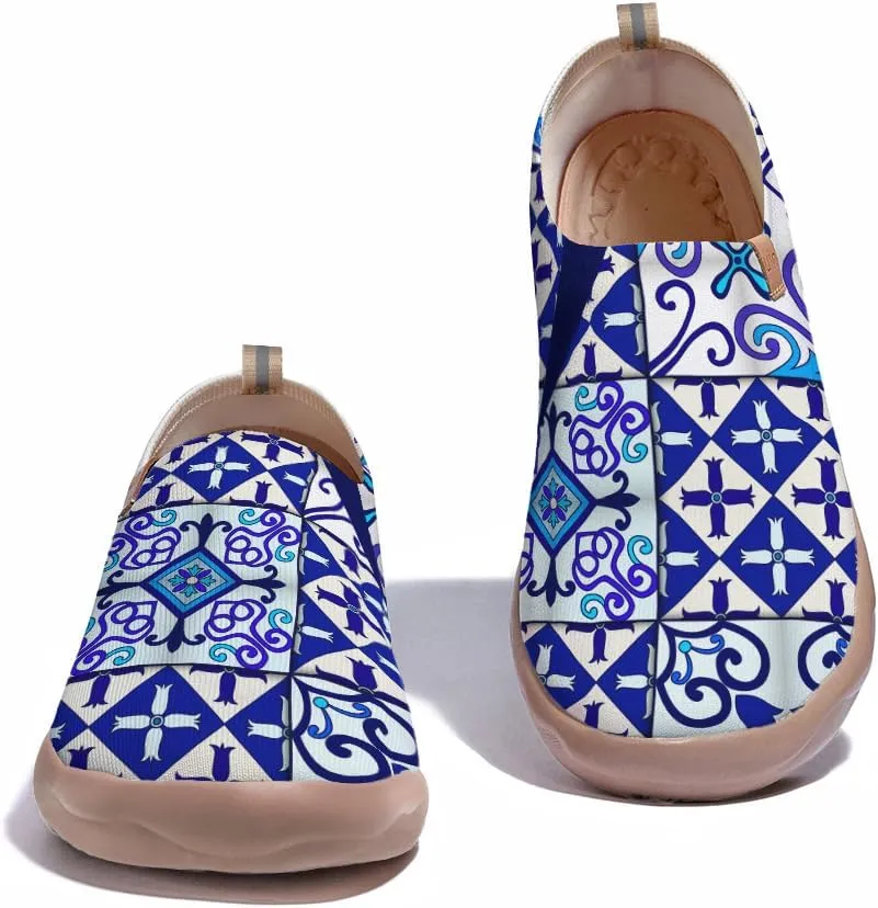 Women's Knitted Casual Loafers Art Painted Slip On Walking Shoes Lightweight Comfort Travel Sneakers