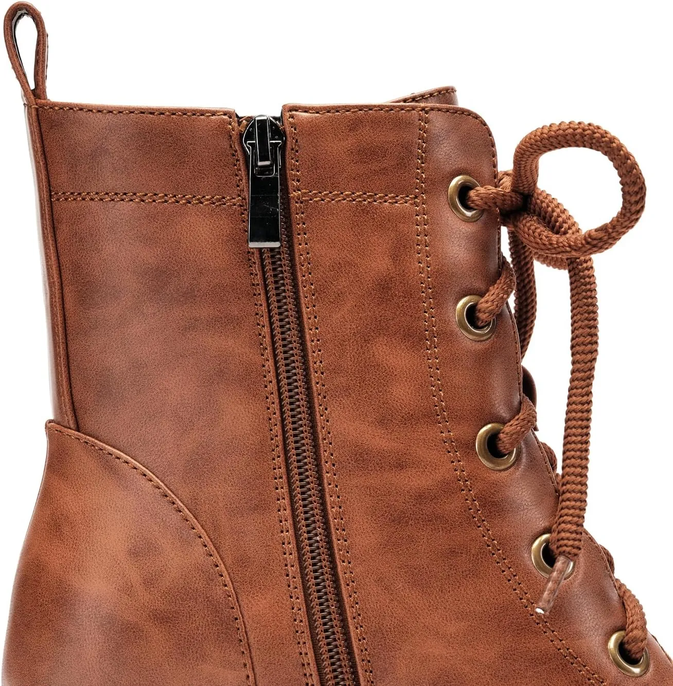 Women's Lace-Up Combat Boots Low Heel Waterproof Casual Fashion Ankle Booties