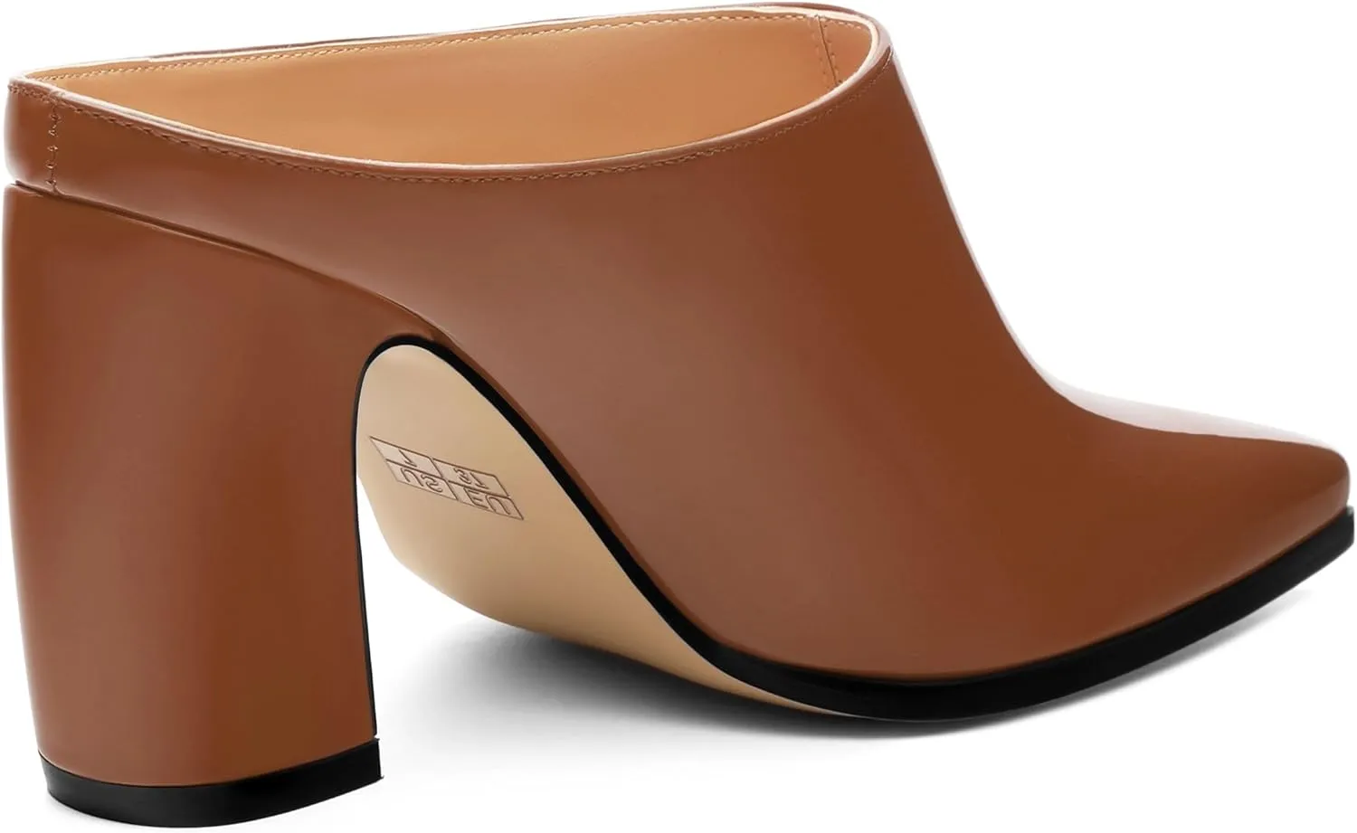 Womens Mules, Closed Square Toe Chunky Heel Mules, High Block Heel Backless Loafers Shoes, Slip On Mules for Women Dress Party Shoes 3.35 Inch