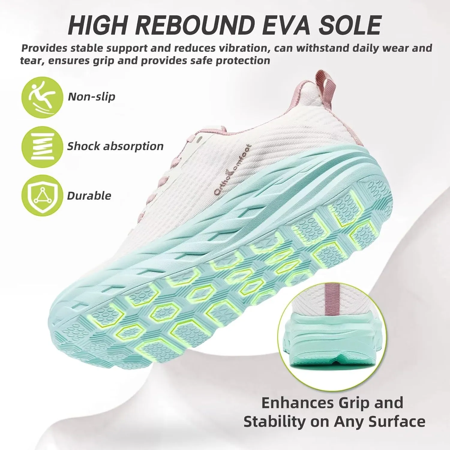 Women's Orthopedic Diabetic Wide Running Shoes: Comfortable Casual Arch Support Plantar Fasciitis Fashion Sneakers, High Arch Work Tennis Walking Shoes for Foot and Heel Pain Relief