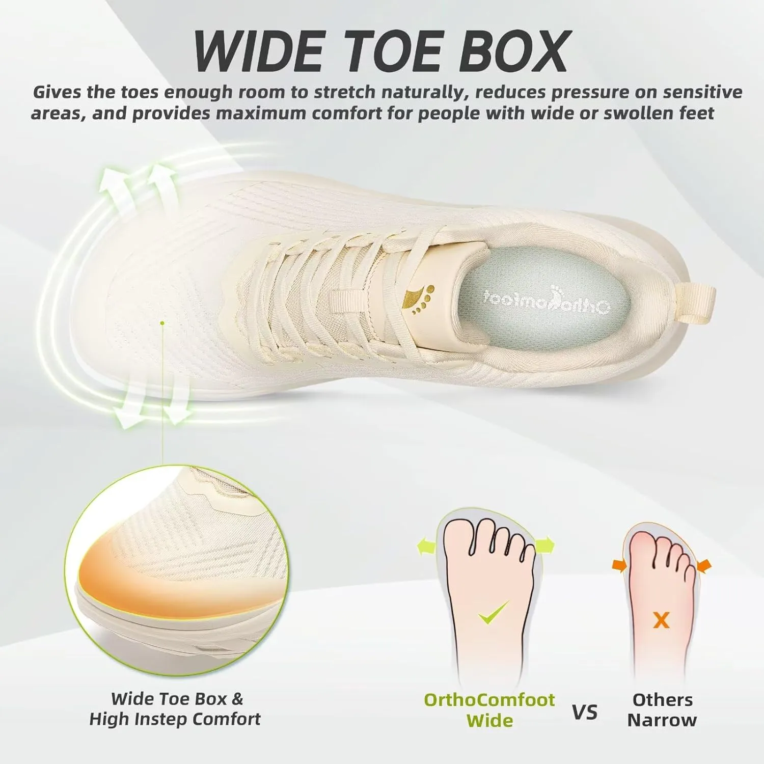 Women's Orthopedic Diabetic Wide Running Shoes: Comfortable Casual Arch Support Plantar Fasciitis Fashion Sneakers, High Arch Work Tennis Walking Shoes for Foot and Heel Pain Relief