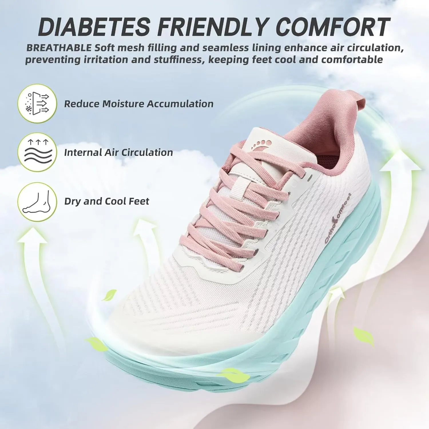 Women's Orthopedic Diabetic Wide Running Shoes: Comfortable Casual Arch Support Plantar Fasciitis Fashion Sneakers, High Arch Work Tennis Walking Shoes for Foot and Heel Pain Relief