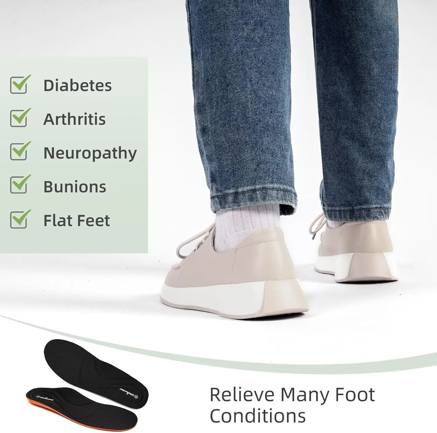 Women's Orthopedic Leather Dress Walking Shoes: Casual Sneakers with Arch Support for Plantar Fasciitis, Comfortable Supportive Shoes with Orthotic Insoles for Foot and Heel Pain