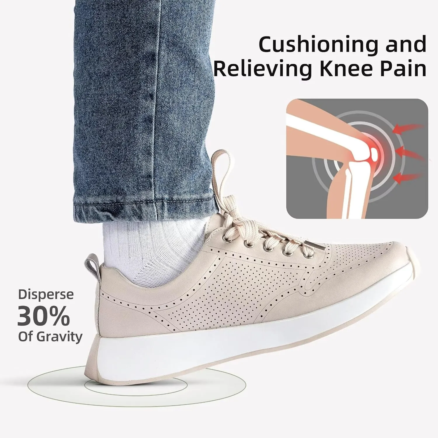 Women's Orthopedic Leather Dress Walking Shoes: Comfortable Shoes with Arch Support for Plantar Fasciitis, Casual Flat Feet Supportive Fashion Sneakers for Foot and Heel Pain Relief