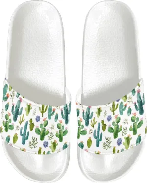 Womens Pillow House Comfy Slide Sandals Open Toe White Flat Shoes Leather Slip On Sandals Quick Drying Slippers Pain Relief Footwear Easy to Clean