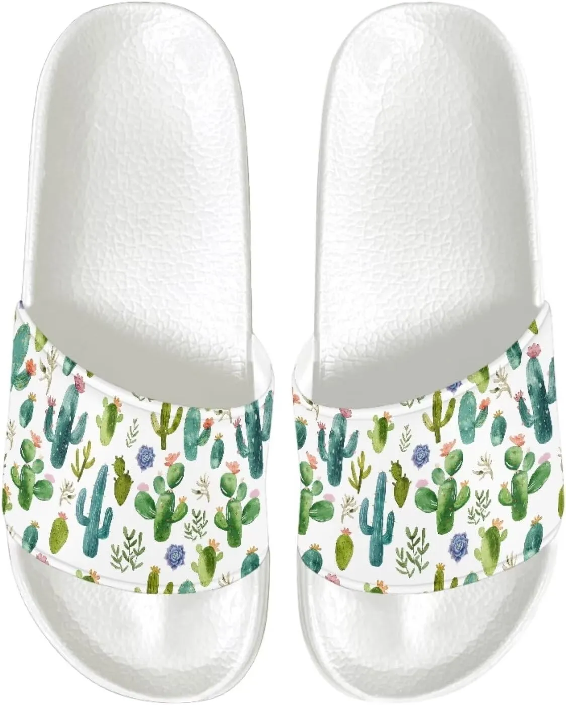 Womens Pillow House Comfy Slide Sandals Open Toe White Flat Shoes Leather Slip On Sandals Quick Drying Slippers Pain Relief Footwear Easy to Clean