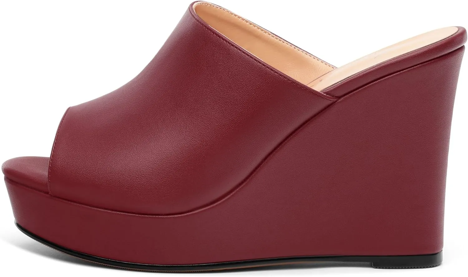 Women's Platform Heels Wedge Sandals Open Toe Slip on High Heels Comfortable Matte Mules Heeled Sandals Dressy Pumps Shoes