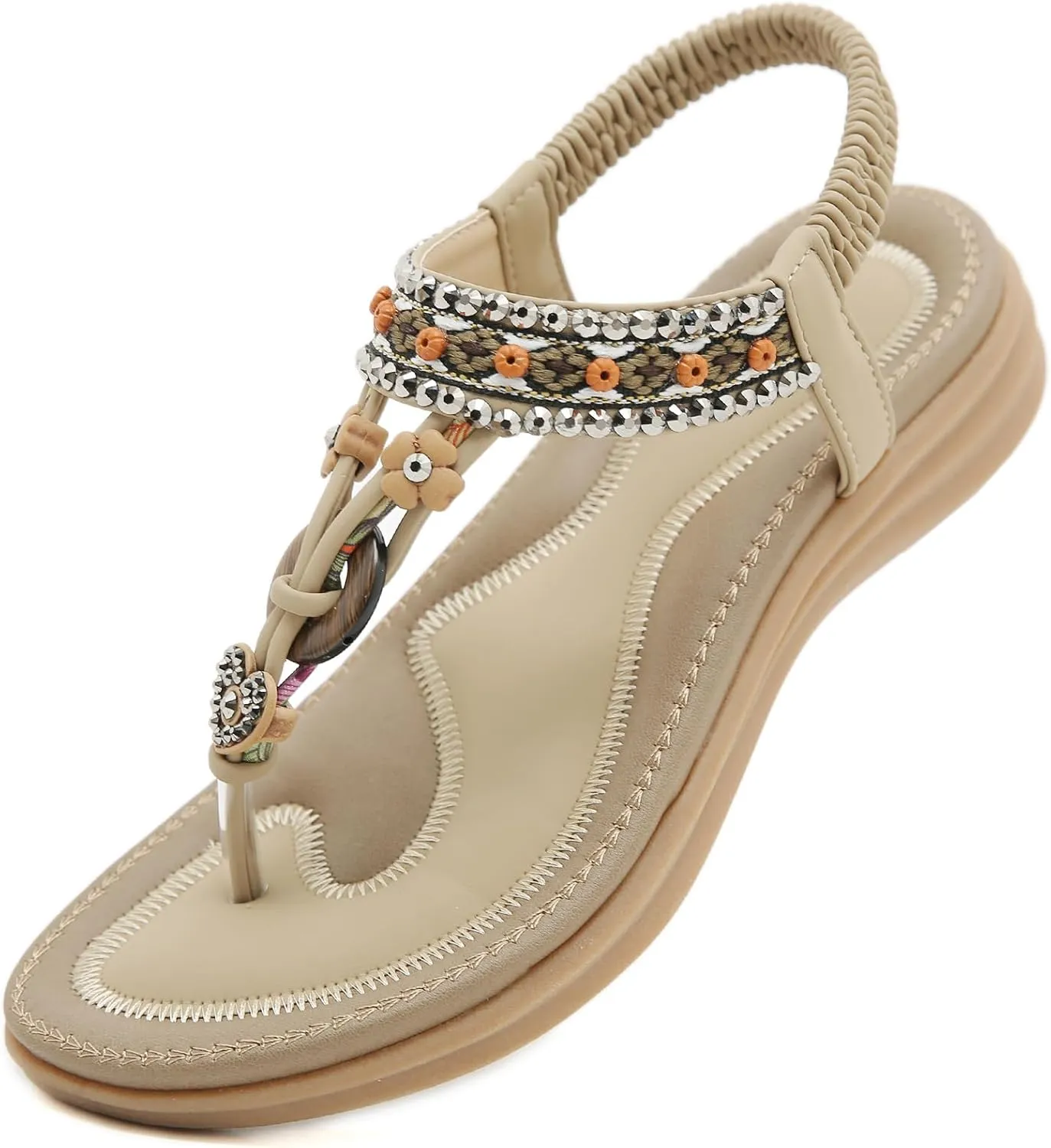 Womens Sandals Comfortable Dressy with Elastic Ankle Strap