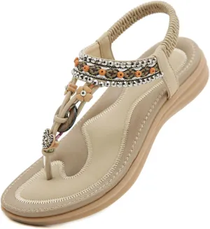Womens Sandals Comfortable Dressy with Elastic Ankle Strap