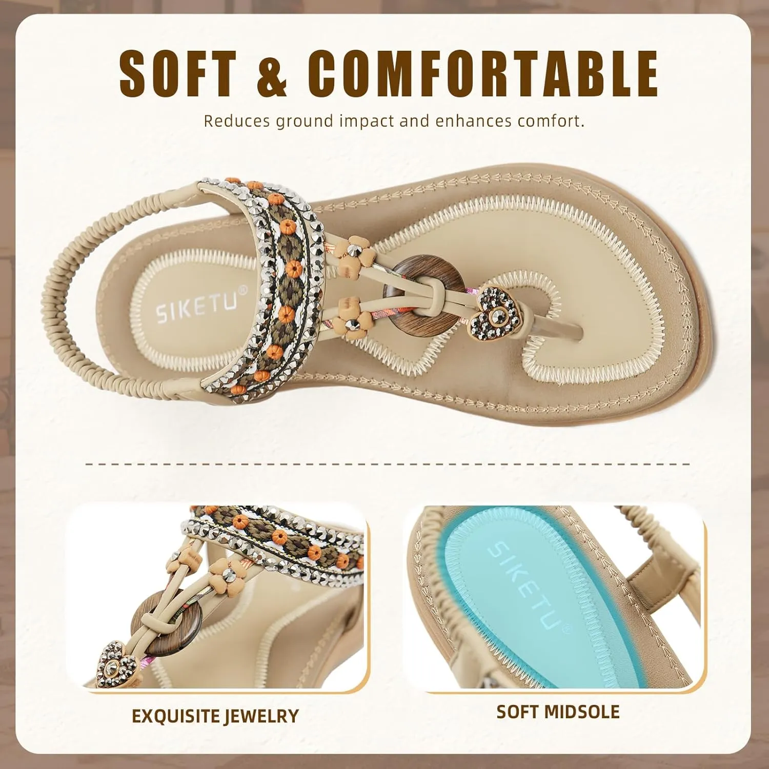 Womens Sandals Comfortable Dressy with Elastic Ankle Strap