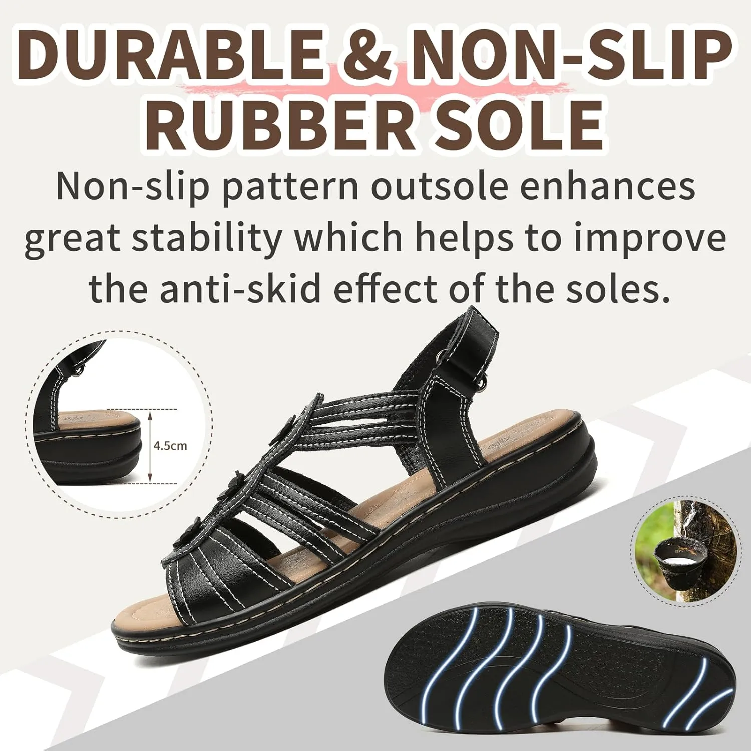 Womens Sandals Flats Comfort Leather Walking Orthopedic Sandals Casual Summer Shoes with Arch Support for Dressy Beach Hiking Vacation Camping Travel Pool Shopping Dating Water sports