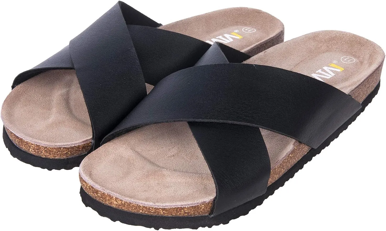 Women's Slide Sandals with Cork Footbed & Cow Suede Insole Adjustable X-Band Straps Secure Fit Open Toe Beach Shoes Lightweight Comfort Summer Sandals
