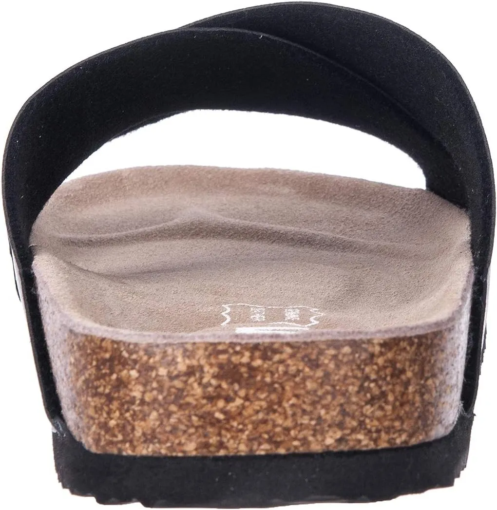 Women's Slide Sandals with Cork Footbed & Cow Suede Insole Adjustable X-Band Straps Secure Fit Open Toe Beach Shoes Lightweight Comfort Summer Sandals
