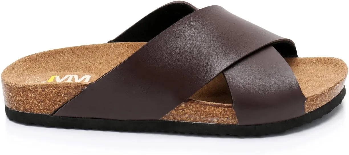 Women's Slide Sandals with Cork Footbed & Cow Suede Insole Adjustable X-Band Straps Secure Fit Open Toe Beach Shoes Lightweight Comfort Summer Sandals