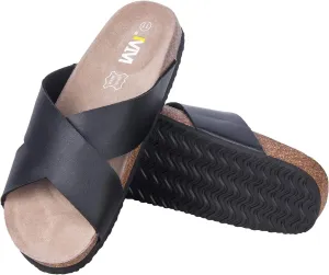 Women's Slide Sandals with Cork Footbed & Cow Suede Insole Adjustable X-Band Straps Secure Fit Open Toe Beach Shoes Lightweight Comfort Summer Sandals