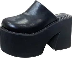 Women's Slip on Platform Mules, Closed Toe Slide Sandals, Chunky High Heel Slipper Mule Shoes