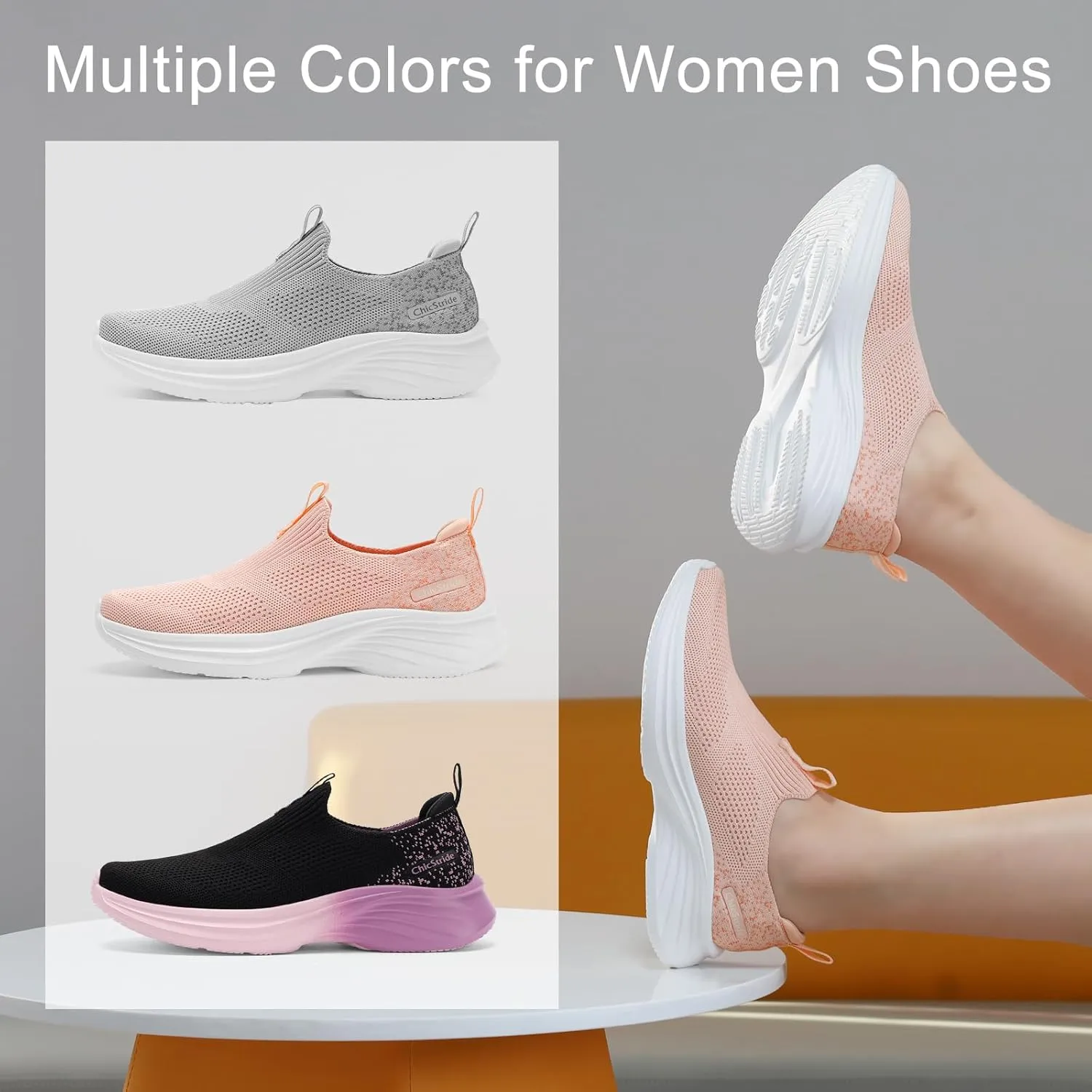 Women's Slip On Walking Shoes Tennis Comfort Athletic Gym Sneakers