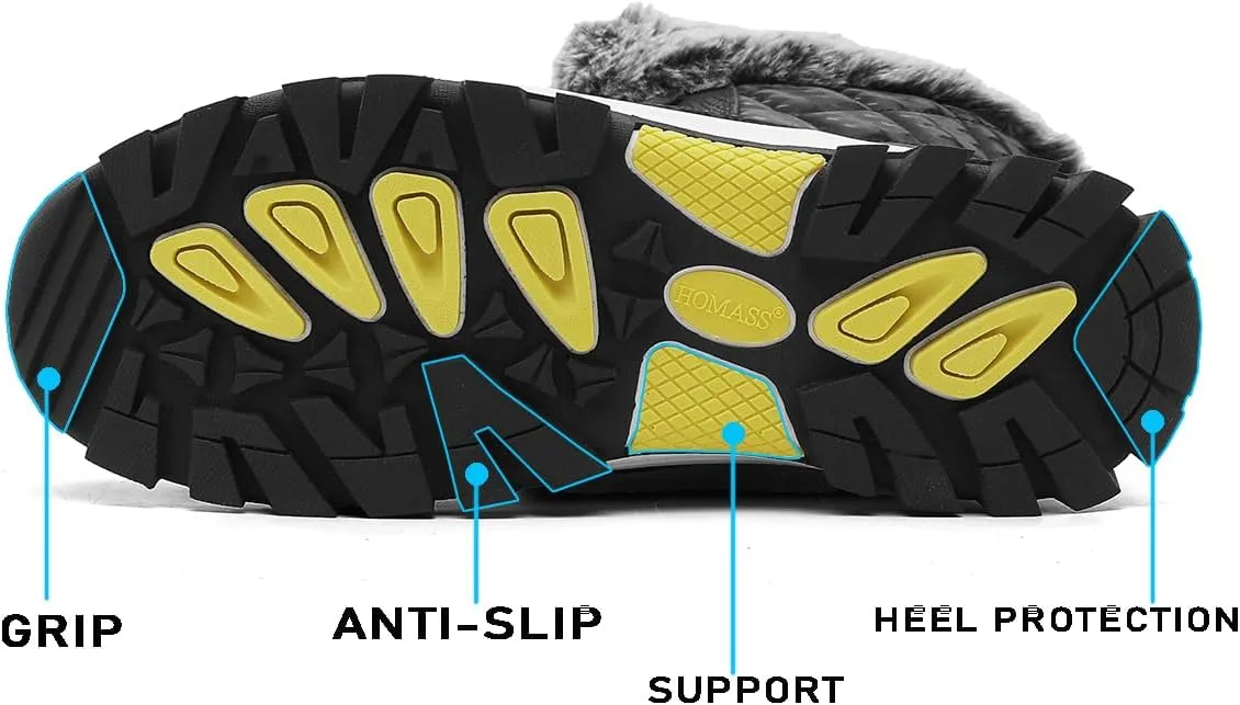 Women's Snow Boots Waterproof Winter Boot Walking Comfortable Hiking Outdoor Lace-Up Booties Fur Lined Mid Calf Warm shoes