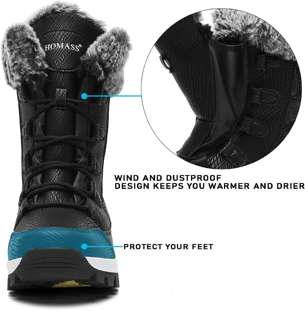 Women's Snow Boots Waterproof Winter Boot Walking Comfortable Hiking Outdoor Lace-Up Booties Fur Lined Mid Calf Warm shoes