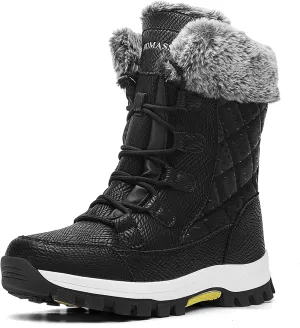 Women's Snow Boots Waterproof Winter Boot Walking Comfortable Hiking Outdoor Lace-Up Booties Fur Lined Mid Calf Warm shoes