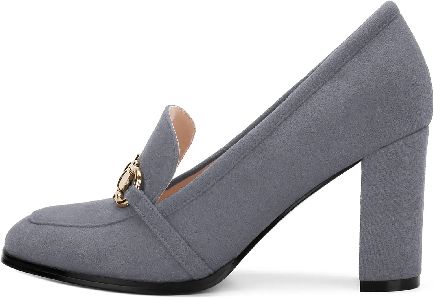 Women's Square Toe High Heeled Loafers, Fashion Chunky Heel Pumps for Women, Casual Party Work Shoes