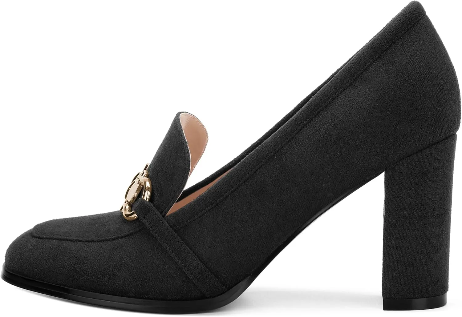 Women's Square Toe High Heeled Loafers, Fashion Chunky Heel Pumps for Women, Casual Party Work Shoes