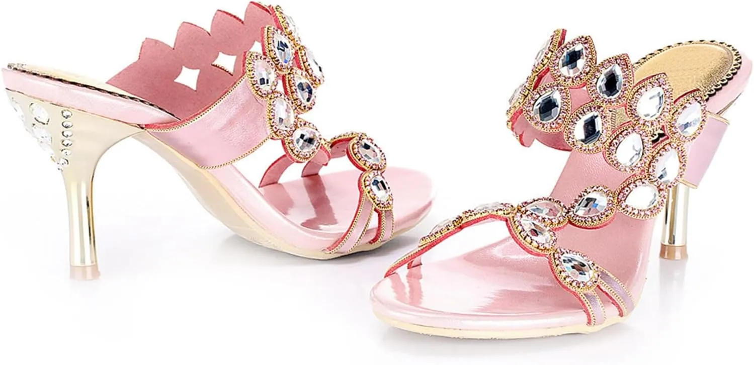 Women's Stylish Sparkle Rhinestone Sandals Jeweled Sandals Summer Sandals Womens Mules Sandals
