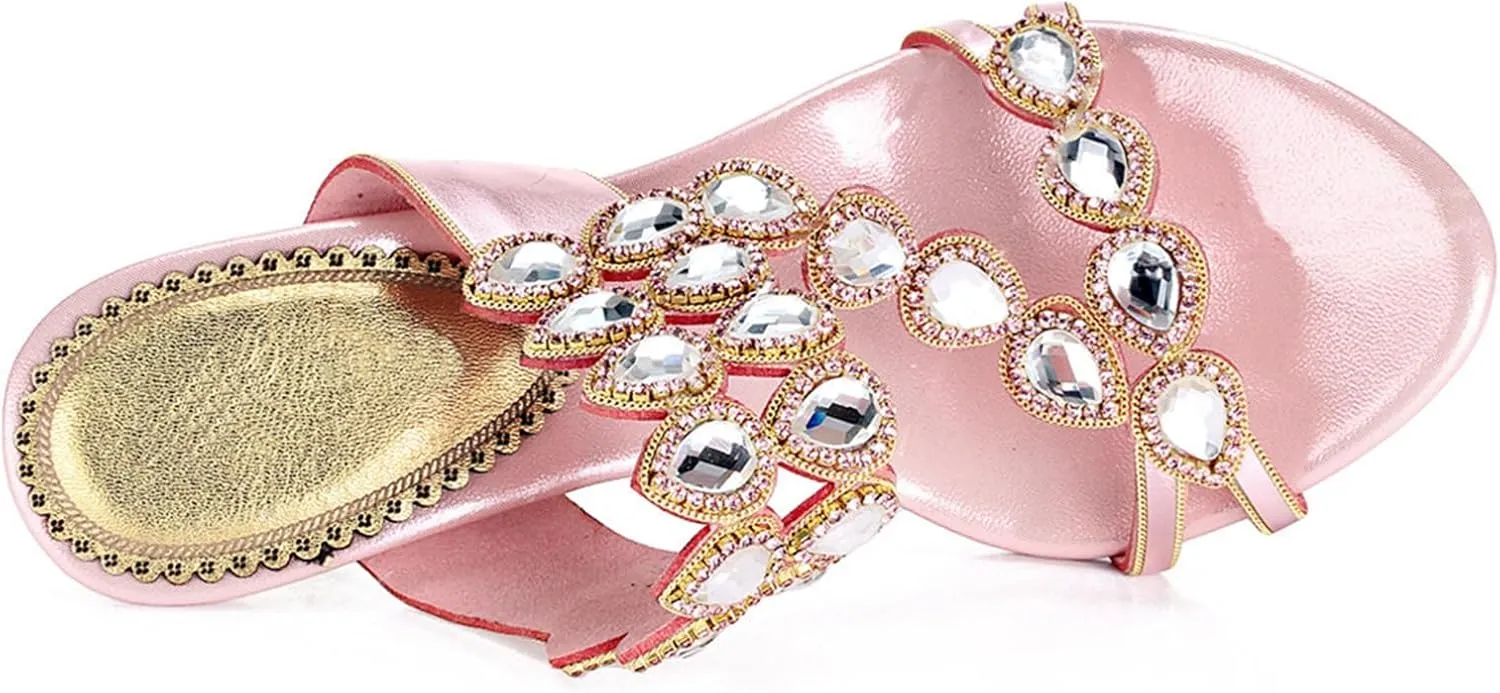 Women's Stylish Sparkle Rhinestone Sandals Jeweled Sandals Summer Sandals Womens Mules Sandals