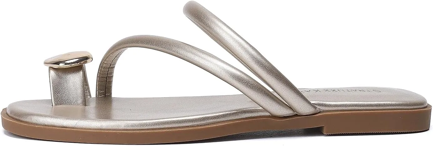 Women's Toe Ring Thong Sandals Open Toe Slide Flat Sandals Casual Summer Flip Flop Flat Sandals