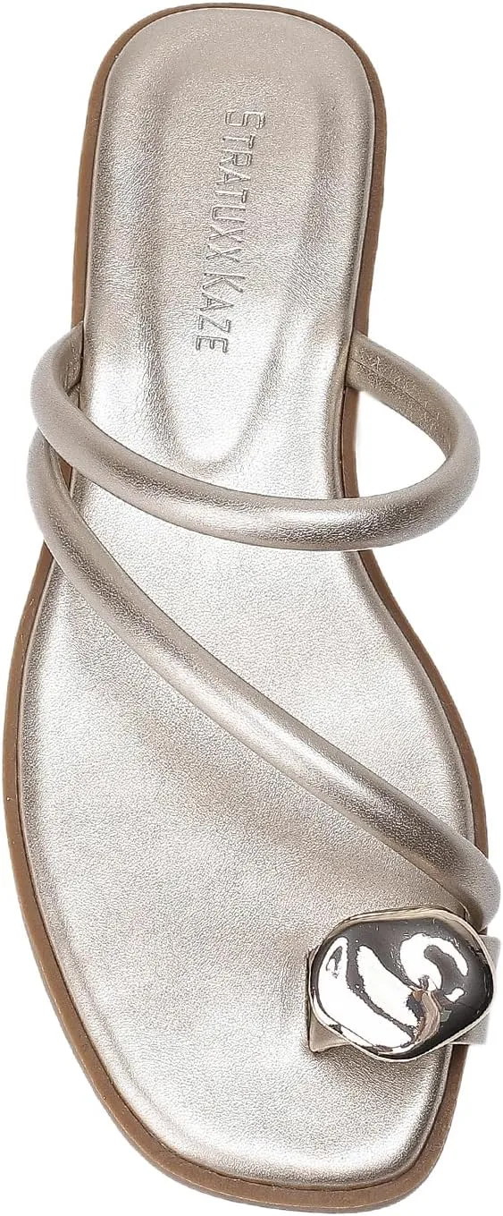 Women's Toe Ring Thong Sandals Open Toe Slide Flat Sandals Casual Summer Flip Flop Flat Sandals