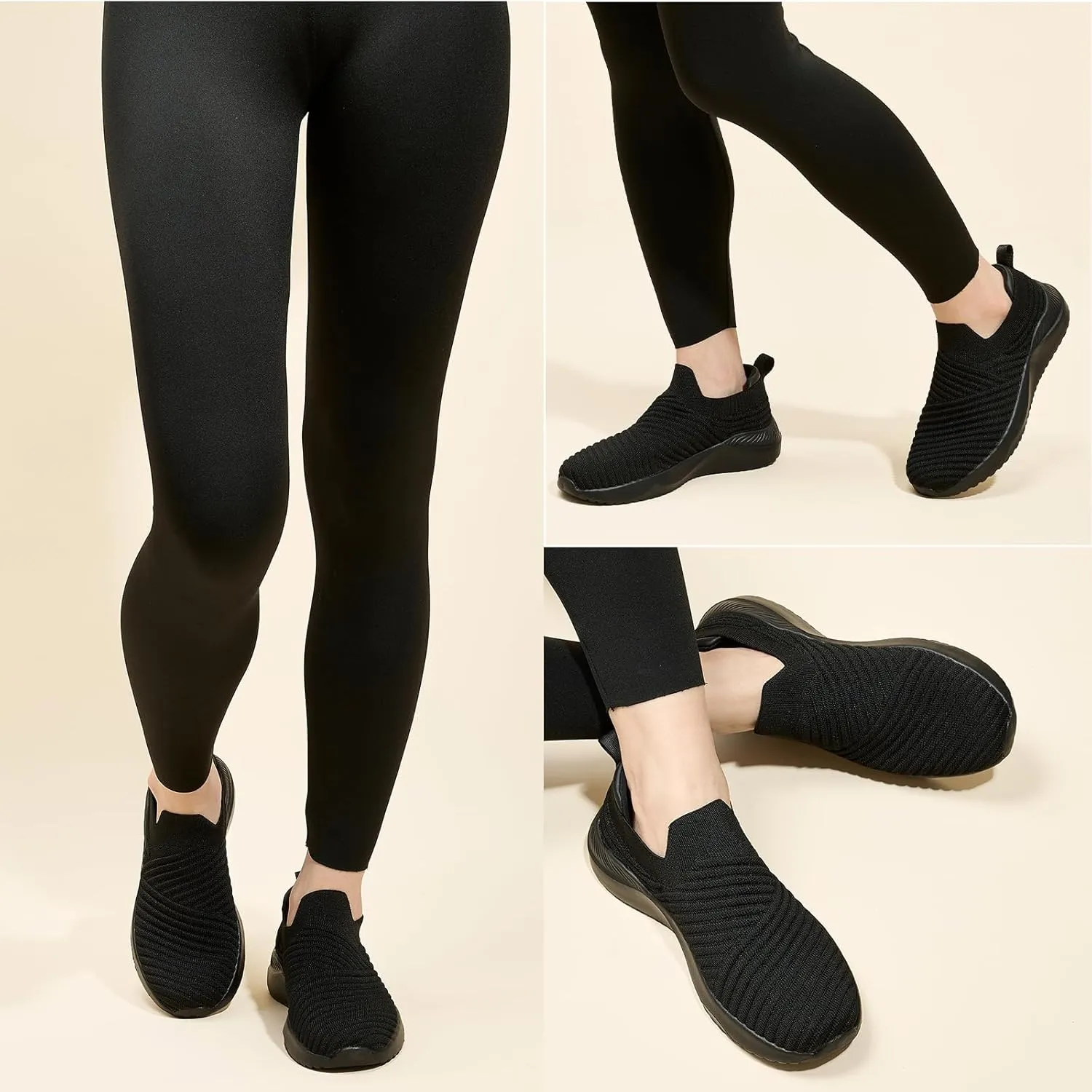Womens Walking Shoes Slip on Sneakers Comfortable Knitted Mesh Sneakers Lightweight Casual Work Shoes